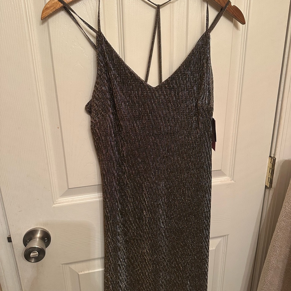 Target Xhilaration Shimmering Black & Gold Backless Dress
